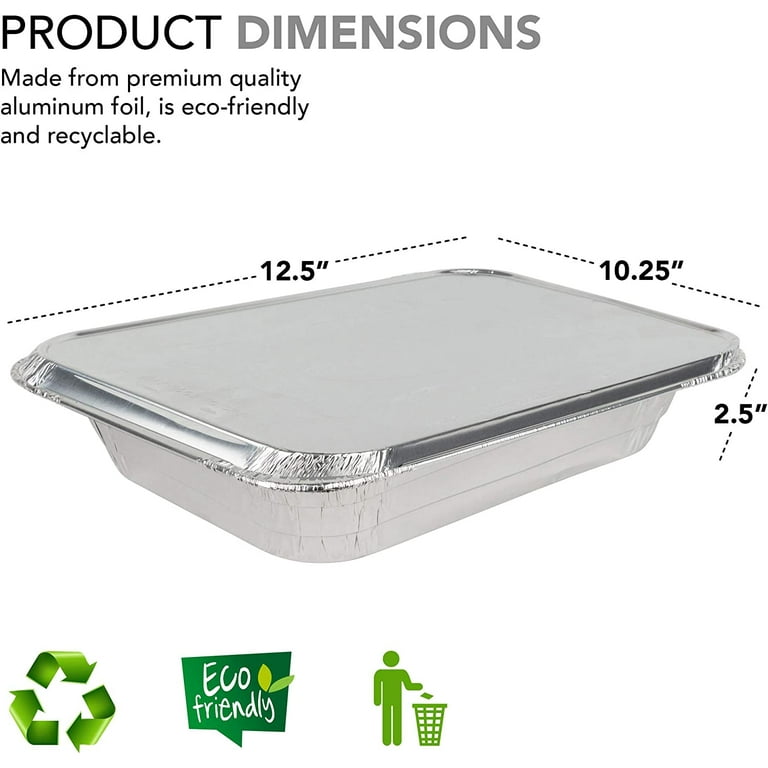 Stock Your Home Foil Pans with Lids - 9x13 Aluminum Pans with Covers - 25 Foil Pans and 25 Foil Lids - Disposable Food Containers Great for