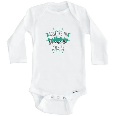

Someone In Greenville Loves Me Greenville SC Skyline One Piece Baby Bodysuit (Long Sleeve) 3-6 Months White