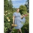 thumbnail image 4 of CASSIE LIZ Plus Size Dresses 3X Casual Plaid Blue Fall Dresses for Women Fashion Midi Sundresses Short Sleeve Collared Elegant V Neck Dresses Loose Fit Summer Dress with Pocket 3XL 22W 24W, 4 of 7