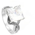 thumbnail image 4 of CHOOSE YOUR COLOR Clear CZ Square Solitaire Criss Cross Ring .925 Sterling Silver Band White Female Size 7, 4 of 4