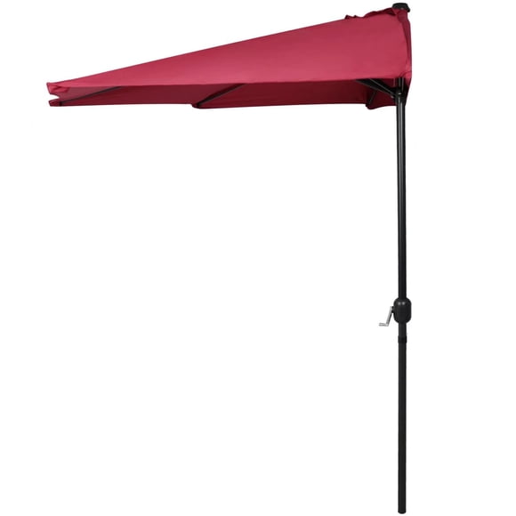 Media sombrilla de patio ABCCANOPY de 2,7 m (color burdeos) con sistema de manivela
