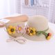 thumbnail image 4 of Sombrero de paja con flores para mujer, conjunto de bolsa de paja, aleros grandes, sombrilla para exteriores, protección solar, circunferencia de 56-58 cm, 4 of 5