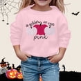thumbnail image 2 of CUZIBR Baby Girls Halloween Crewneck Sweatshirt Pumpkin Letter Graphic Pullover Long Sleeve Cozy Casual Daily Wear,Light Pink,18-24 Months, 2 of 4