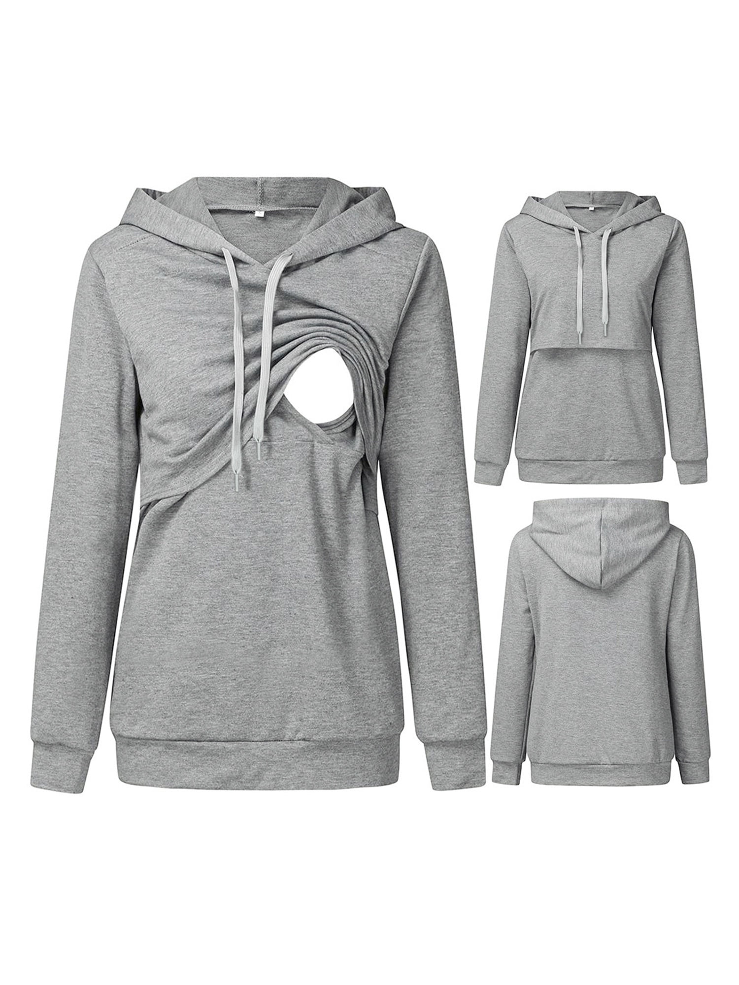Female Hoody, Solid Color Long Sleeve 