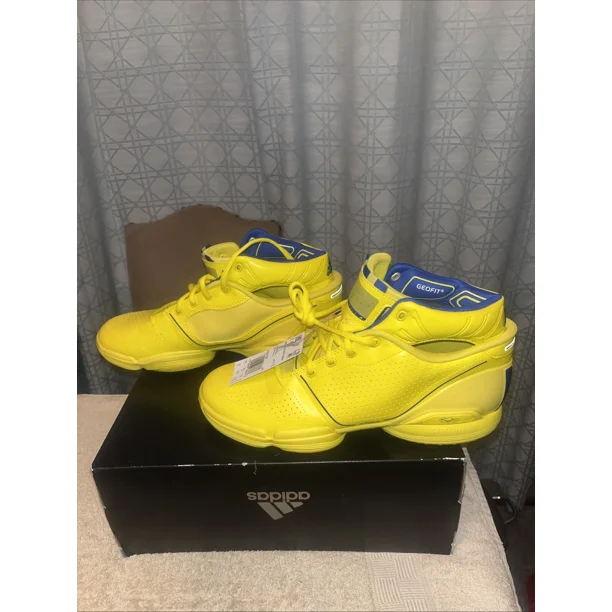 New Adi-das Adizero Derrick Rose 1 Restomod Basketball HQ1018 Yellow Blue Sz 10.5