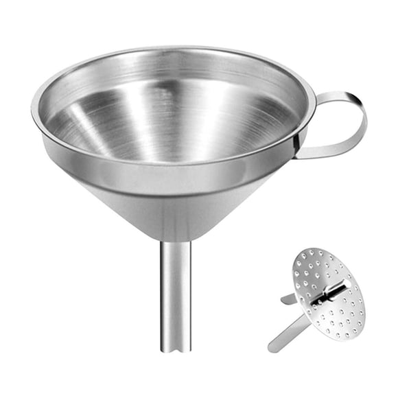 EGNMCR Kitchen Stainless Steel Funnel Multifunctional Filter Screen For Liquid Separation Oil Leakage Wine Leakage Wide Mouth Funnel a funnel