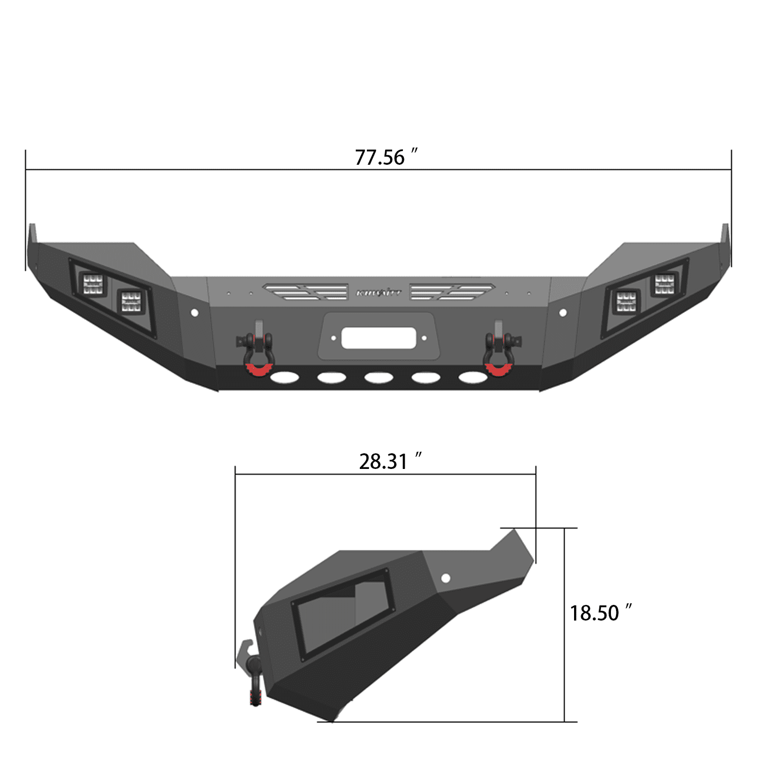 TIOYAR Steel Front Bumper and Rear Bumper For 2013-2018 Dodge Ram 1500 (Not fit Rebel model) With Winch Plate&Lights