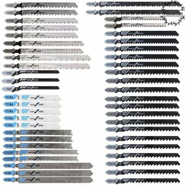 Assorted T Shank Jig Saw Blades, Efficient Cuts In Wood, Plastic, Metal, High-Quality T Shank Assures Grip And Stability, Compatible With Most Jig Saw Models (48pcs)