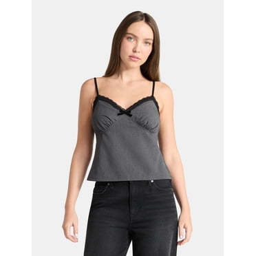 No Boundaries Sweetheart Tank Top with Lace Trim, Women's Sizes XXS-XXL
