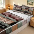 thumbnail image 3 of Erosebridal Camping Theme Zipper Full Size Comforter Sets with Fitted Sheet and 2 Pillowcases, Brown Farmhouse Zipper Bedding Set, Reversible, 3 of 7