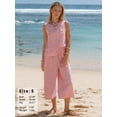 thumbnail image 3 of EASYBRAUS Women Cotton Two Piece Summer Outfit Striped Tank Top Cropped Pants Set, 3 of 6