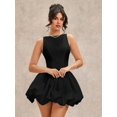 thumbnail image 3 of Black Sleeveless Fit & Flare Mini Dress With Bubble Skirt And Jewel Neckline, 3 of 8