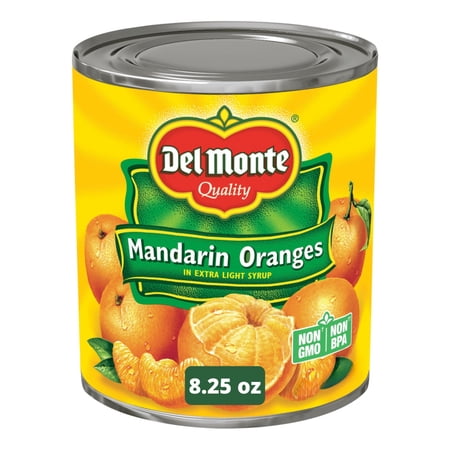 Del Monte Mandarin Oranges in Extra Light Syrup, 8.25 oz Can, Canned Fruit