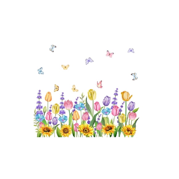 Adhesivos decorativos para ventanas con motivos florales coloridos, reutilizables y removibles, para el hogar.