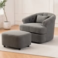 thumbnail image 6 of Swivel Chair with Ottoman, Modern Luxury Velvet Swivel Accent Chair, Comfy Round Armchair,  Single Sofa Armchair with Lounge Seat for Bedroom/Office/Reading Spaces,Set of 1, 6 of 9