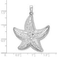 thumbnail image 2 of 925 Sterling Silver Polished Sparkle-Cut Large Sea shell Nautical Starfish Pendant Necklace 41.61mm long Pendant for Wom, 2 of 2