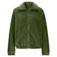 thumbnail image 3 of Lmnyox Women's Fleece Coat Zip Up Collared Long Sleeve Solid Jacket Outerwear Fashion Loose Cropped Jacket, 3 of 9