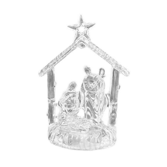 Pekkaxy KWJNH Clear Acrylic Christmas Nativity Scene With Colorful LED Light,Christmas Figurine Nativity Scene Statues,St Nativity