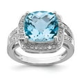 thumbnail image 4 of 925 Sterling Silver Rhodium Checker-Cut Swiss Blue Topaz and Diamond Ring Size 7, 4 of 5