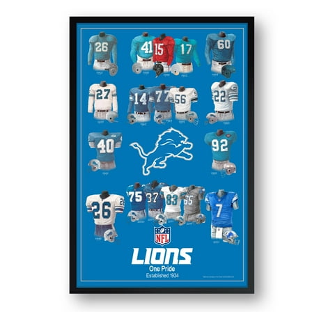 Detroit Lions 27" x 39" Uniform Heritage Framed Art Print