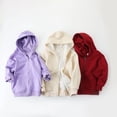 thumbnail image 4 of GYRATEDREAM Unisex Kids Soft Brushed Fleece Basic Hooded Sweatshirt Full Zip-Up Hoodie Sweater Jacket for Boys or Girls 4-5Y Purple, 4 of 5