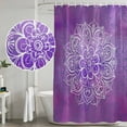 thumbnail image 4 of Boho Floral Shower Curtain Set - 72" x 78" Washable Bathtub Curtain with 12 Hooks, Purple Flowers Vintage Bohemian Watercolor Waterproof Fabric Stall Shower Curtains for Bathroom/Bathtub Décor, 4 of 6