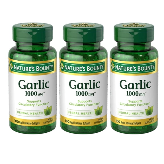 3 Pack - Nature's Bounty Garlic 1000 mg Softgels 100 Each