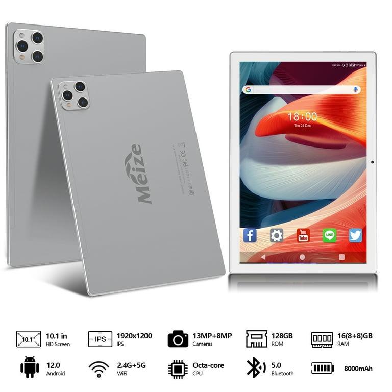  Tablet Android 12.0, 10 pulgadas 2GB RAM 64GB ROM, 512GB  Expand, tableta con doble cámara, WiFi, Bluetooth, pantalla táctil HD,  certificado Google GMS : Electrónica