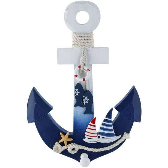Wooden Anchor Decoration, Boat Anchor, Mediterranean Style Decorative Anchor