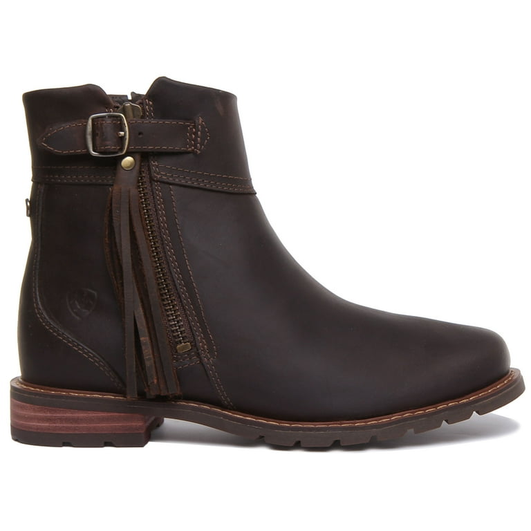Ariat Abbey Women s Waterproof Ankle Boots With Side Zip And Tassel In Mocha Size 9.5