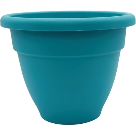 The HC Companies 8 Inch Caribbean Planter - Lightweight Indoor Outdoor Plastic Plant Pot for Herbs and Flowers, Dusty Teal