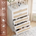 thumbnail image 2 of 5 Drawer Rattan Dresser for Bedroom, 47.24" Tall Dresser with Power Outlets, Wood Dresser Chest of Drawers with Metal Handles for Living Room Closet Hallway Entryway, 2 of 7