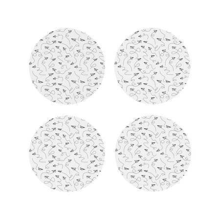 

Junzan Airplane Print Coasters for Drinks - Leather Coasters Set of 4 for Coffee Table for Housewarming/Kitchen/Bar/Decor-Round Shape