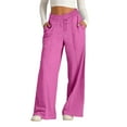 thumbnail image 5 of Women's Oversized Wide Leg Sweatpants - Elastic Drawstring Low Waist - Lightweight Casual Pants with Pockets, 5 of 8