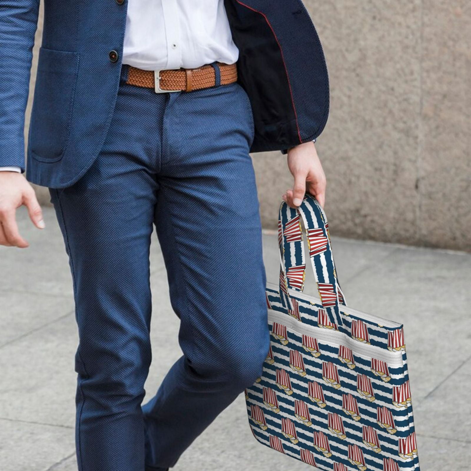 Kdxio Popcorn File Tote Document Bag Business Briefcase Bag Document Organizer Tote Briefcase for Letter A4 Files Business Teacher Office Bag