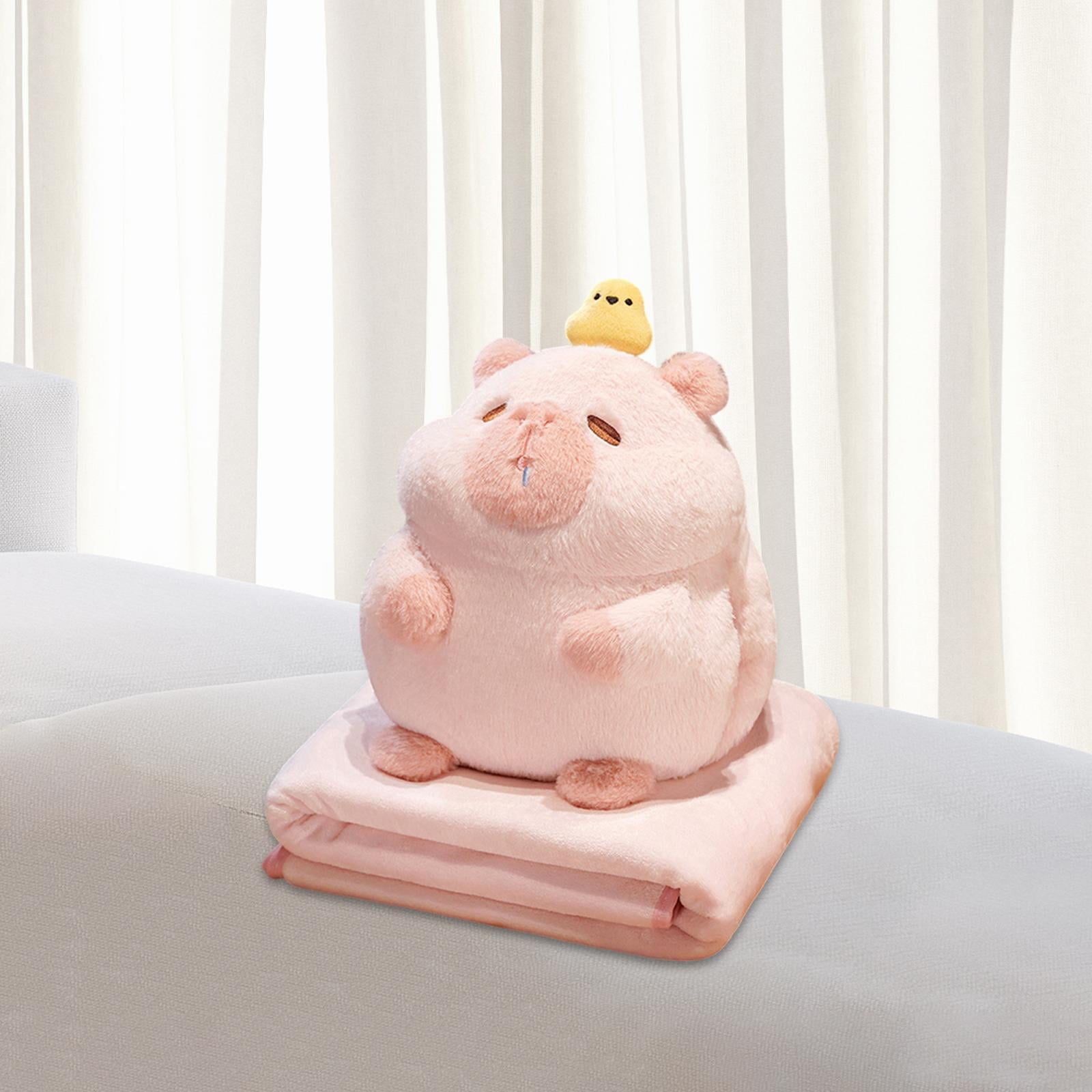 LeeQinersw Capybara Plush Toy Capybara Stuffed Toy Snuggling Lovely Ornament Plush Capybara Pink with Blanket