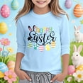 thumbnail image 2 of Zylarhe Girls Easter Shirt Easter Bunny Letter Print Casual Tee Soft Blouse Top Outfit For Girls Short Sleeve Shirt 5-6 Years Light Blue, 2 of 4