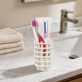 thumbnail image 6 of Linkidea Ceramic Countertop Toothbrush Holder, Minimalist Stand for Manual Toothbrush, Toothpaste, Razor, Vanity Organizer Compatible with Reach Essentials, Oral-B CrossAction (White), 6 of 6