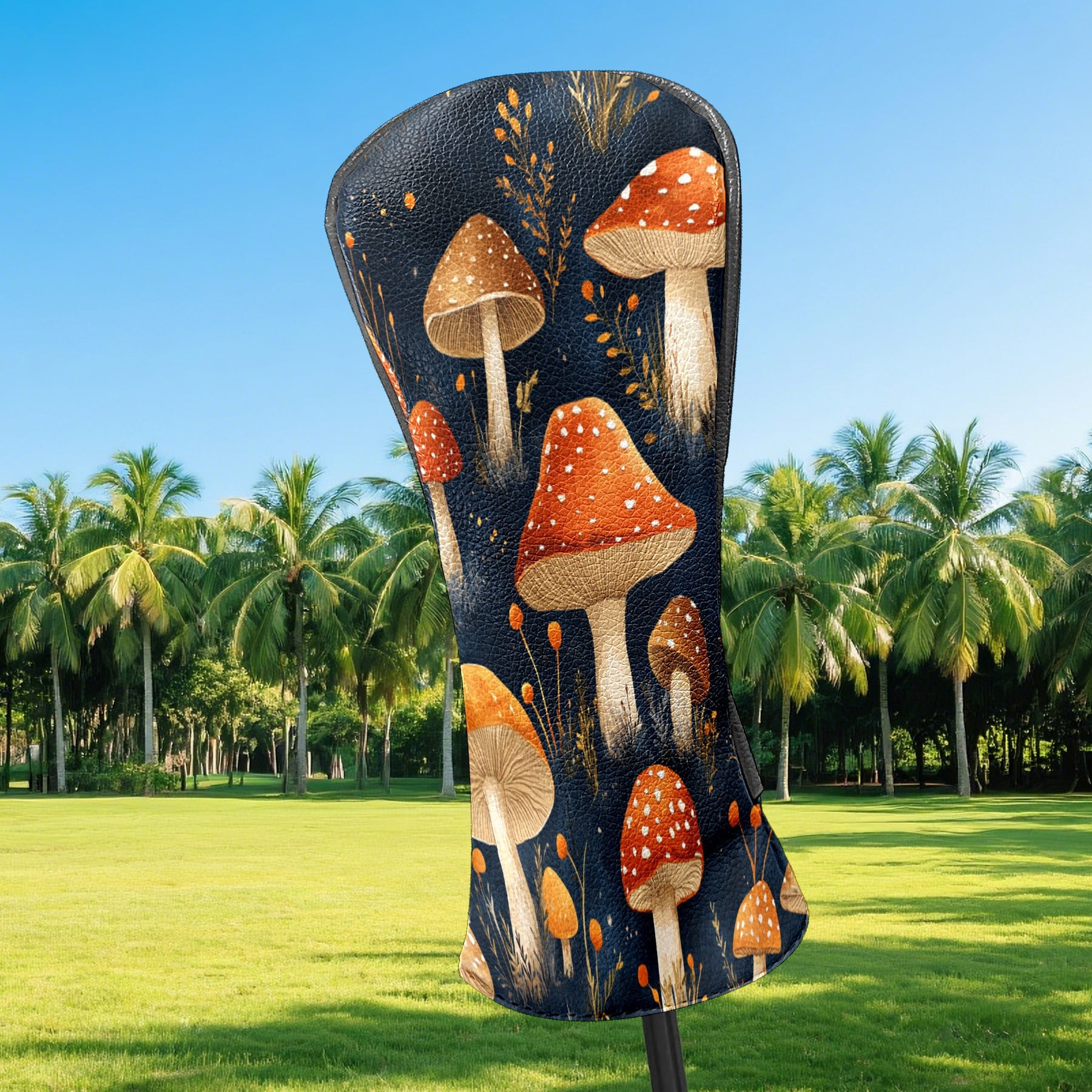 Golf Club Covers PU Leather Waterproof Head Covers for Fairway Woods Hybrids Red Mushroom Unisex Fits Most Brands