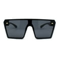 thumbnail image 2 of Womens Flat Top Square Shield Oversize Plastic Sunglasses Black, 2 of 4