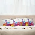 thumbnail image 3 of Ambesonne Urban Throw Pillow Cover 4 Pack, Historical Big Ben UK, 16", Purple Red Yellow, 3 of 6