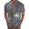 thumbnail image 1 of Camisas De Franela Para Hombre Camisa de vacaciones en la playa Camisa de cuello con botones en los puños para hombre (Grey, M), 1 of 4