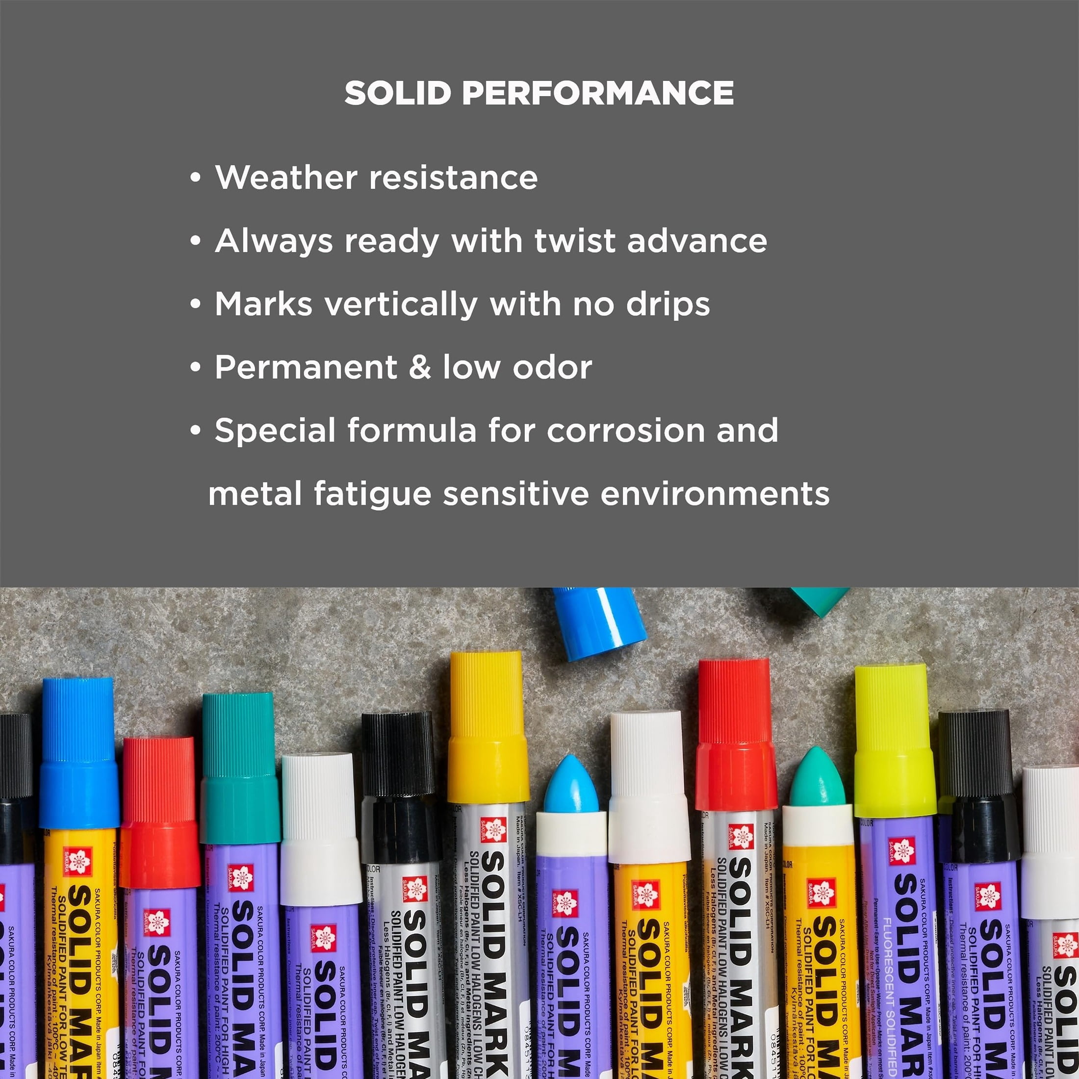 Sakura Low Halogen Solid Paint Markers with Twist Up Tip - Permanent Marker Pens - Marker for Steel and Metal - Red Paint - 12 Pack