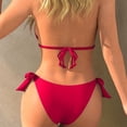 thumbnail image 4 of Seamless Bikini for Women Women Tie Strap Bikini Set - Two Piece Backless Swimsuit Tie Bathing Suit Summer Cute Swimwear Red XL, 4 of 5