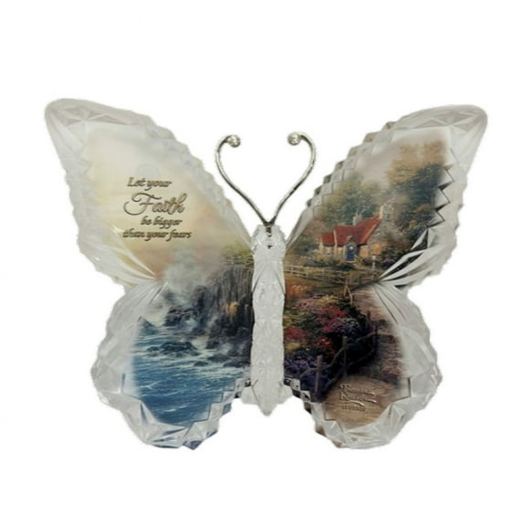 The Bradford Exchange Gardens of Paradise Sculpture Collection: Faith Crystalline Butterfly Issue #15 by Thomas Kinkade 4.5-inches