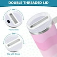 thumbnail image 3 of Yayeee 40oz Double-Wall Insulated Stainless Steel Tumbler with Handle Bottle, Light Pink Stripes, 3 of 8