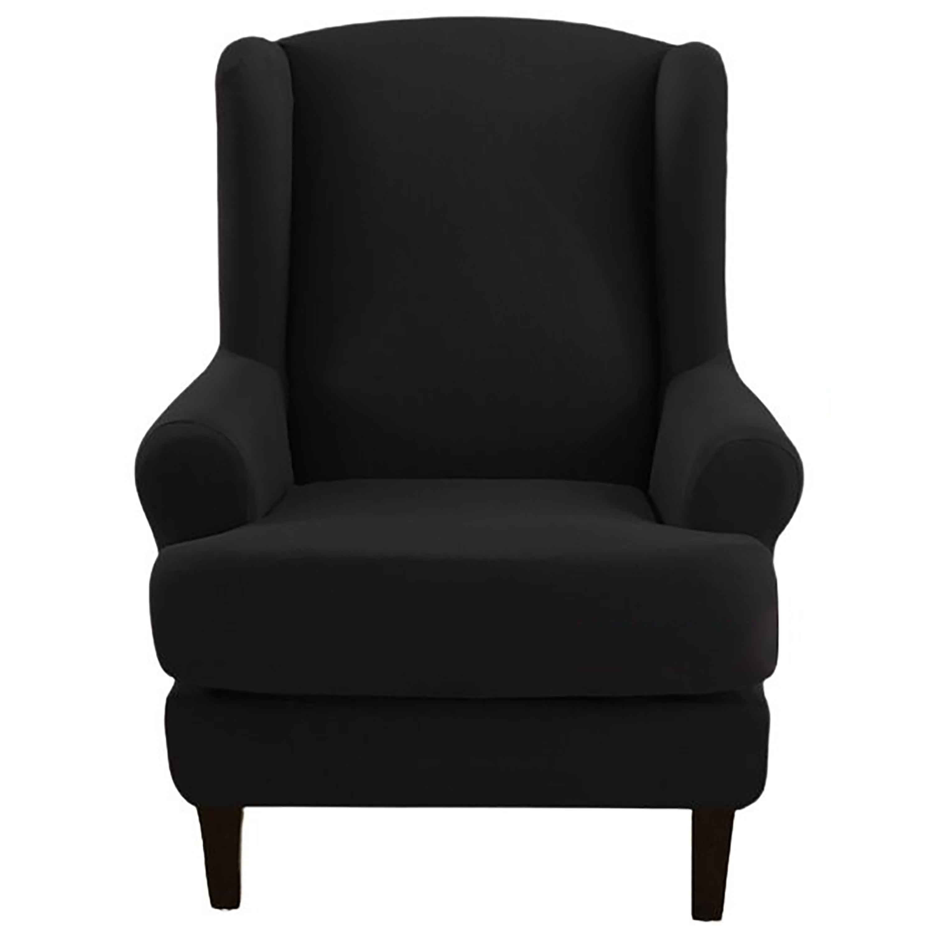 Wingback Chair Slipcover,Stretch Wing Chair Covers Slipcover 2 Piece,Solid Color Wing Back Chair