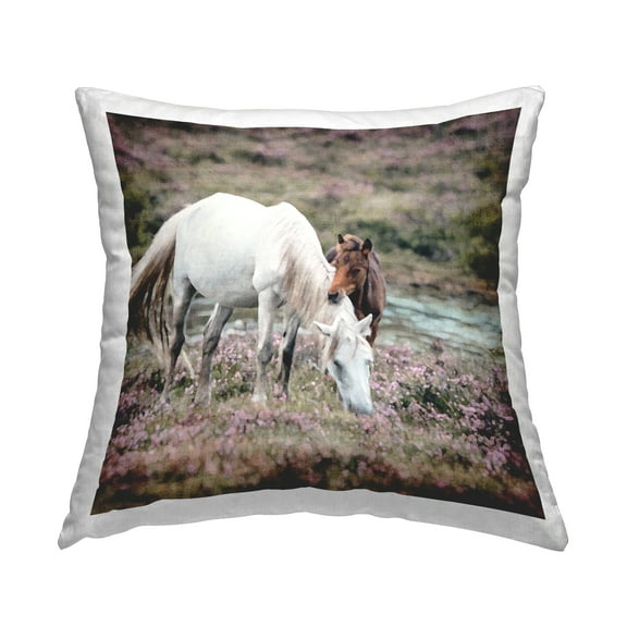 Stupell Industries Two Horses in Nature Square Decorative Printed Throw Pillow, 18 x 18