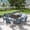 Black-Blue, variant on DIFY 5PCS Patio Dining Set,41" Round Metal Table with Umbrella Hole,4 Stackable Chairs,Black&Blue