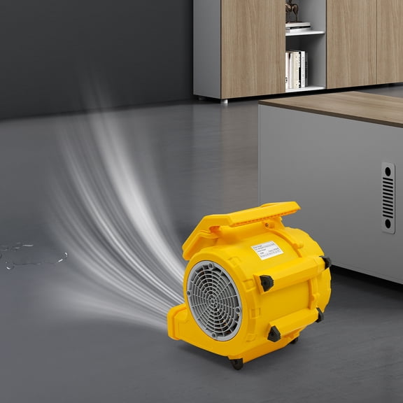 110V Yellow Blower Fan Floor Drying Fan Portable Floor Blower Fan with 3-Speed for Quickly Drying Floors